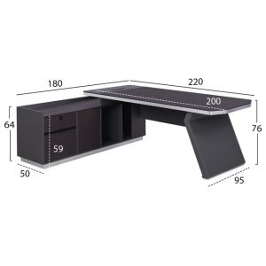 Corner office desk - left corner Rosewood 220x180x76cm Hm2084l