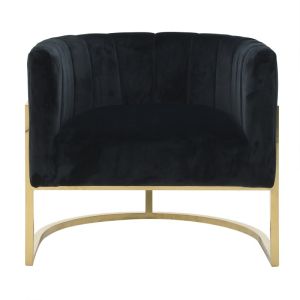 Black plush armchair Pure Elegance Gold Black