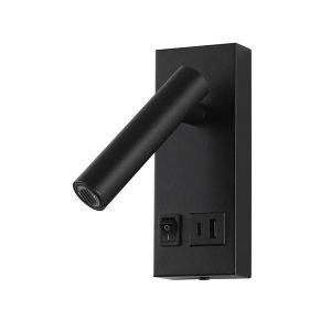 Bedside lamp with Usb Type C aluminum-metal Led 2W 140LM 3000K 150X60X145MM 100-240AC black Arte Illumina charging