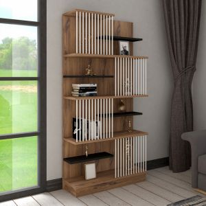 Библиотека Gassim sonoma с антрацит и бяло 80x24.6x160см