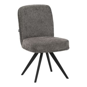 Novo swivel chair, anthracite boucle fabric, black metal legs, 65.5x50x90cm