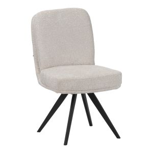 Novo swivel chair, white boucle fabric, black metal legs, 65.5x50x90cm