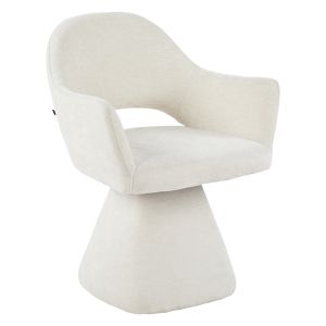 SWIVEL DINING CHAIR SIMA HM18360.02 LINEN FABRIC IN ECRU COLOR 64X61X84.5HCM