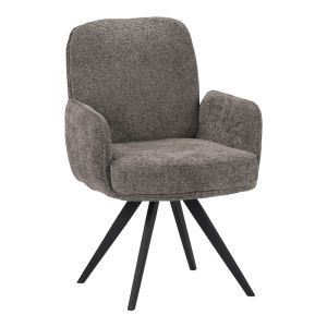 Въртящ се фотьойл Novo, антрацитна букле материя, черни метални крака, 65.5x60x90см
