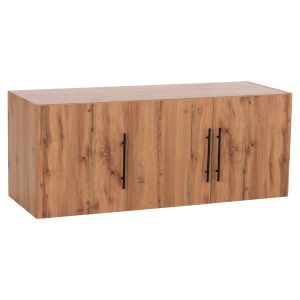 Wardrobe with 3 doors, ceiling cabinet, Carys HM747.12, melamine in natural wood color, 150X55.5X60HCM.