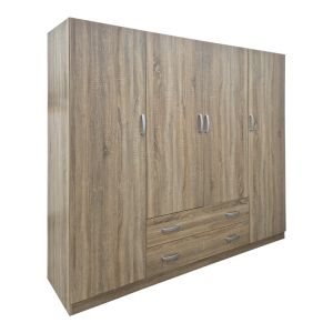 Гардероб с четири крила и 2 чекмеджета Alvia sonoma 200x51x180см