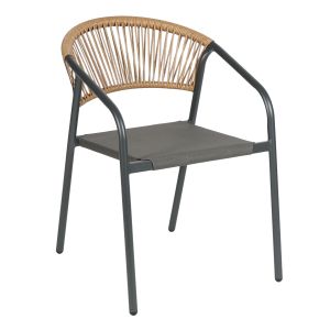 GARDEN CHAIR HOMAN HM6430.01 WITH METAL FRAME AND TEXTILE SEAT IN GREY-BEIGE, PERATAN 53.5X62X75H