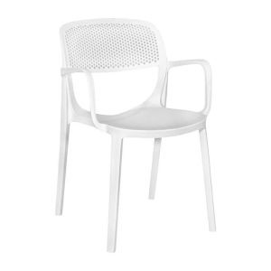 Mira garden chair with armrests, white color, 48X55X79CM