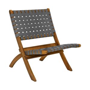 Garden chair Solena natural acacia wood with gray Pu straps 72X60X75CM