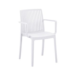 Garden chair made of polypropylene with UV protection, white color, 55X56X82CM