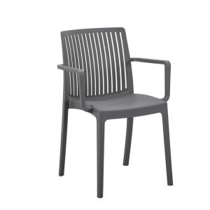 Garden chair made of polypropylene with UV protection, dark gray color, 55X56X82CM