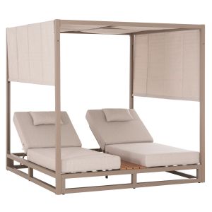 Double sun loungers with canopies Gallant HM6097.04 aluminum color cappuccino 2X2X2M