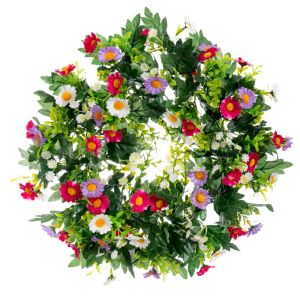Decorative wreath with pink flowers