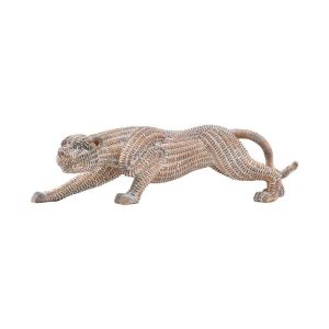 Decorative table panther FL21262 natural brown with white patina 39X12X11CM