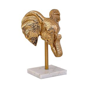 Decorative elephant head figure, antique gold color 17X14X24CM