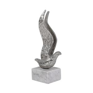 Decorative bird figurine nickel color 11X8X27CM