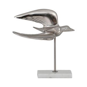 Decorative bird figurine nickel color 19X12X20CM