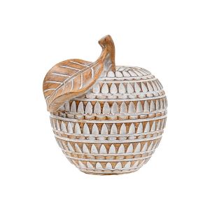 Decorative apple FL25071 natural brown with white patina 12X11X12CM