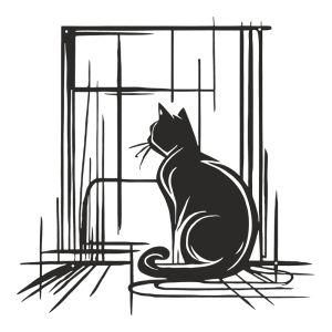 Wall decoration Caten, black metal, 50x0.15x50cm