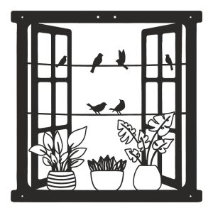 Wall decoration Windo black metal 50x0.15x50cm