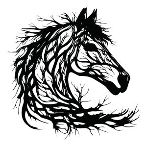 Wall decoration Horses black metal 60x0.15x60cm