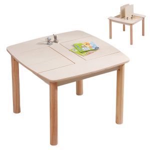 Children's table with storage space Ricki HM18339.01 MDF and birch wood in natural color 65X65X47 cm.