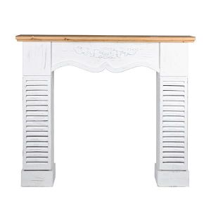 Deco wood fireplace, white, natural color, 115X25X101CM