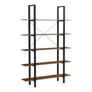 Етажерка за книги Varous орех-черен метал 120x28x180см