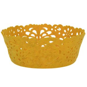 Yellow felt decoration for flower pot 20X20X8 cm