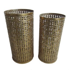 Large gold metal umbrella stand