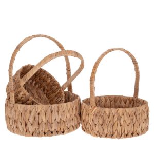 Комплект 3 кръгли кошници от воден зюмбул D26X11 32см D23X10 29см D20X9 25см