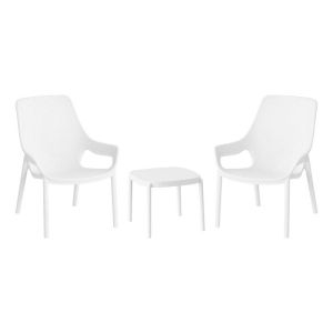 Set of 2 garden chairs and table Selavia with UV protection, white color