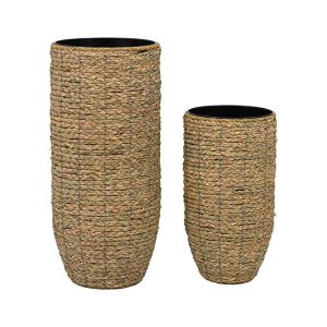 Set of 2 wicker flower pots FL2419 brown-beige color 37X37X80CM 31X31X57CM