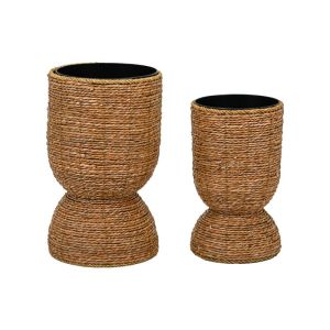 Set of 2 wicker flower pots FL2500 brown-beige color 37X37X50CM 31X31X60CM