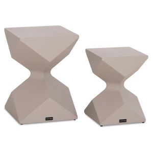 Set of 2 side tables Zander SM10719.04 aluminum in beige 40X40 cm. and 32X32 cm.