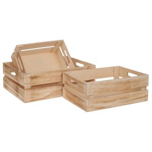 Комплект от 3 естествени дървени щайги 38X18X13 33X23X12 27X18X10СМ