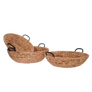 Комплект от 3 кошници от воден зюмбул с черни дръжки 55х16см, 50X14СМ, 45X12СМ