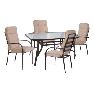 5-piece dining table set HM10562.01 with table 150X90X72 cm. made of metal, brown