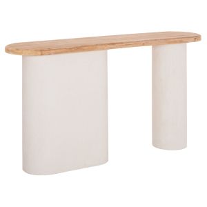 Santorini console HM18338 fir table top with MDF base in pure white color 150X35X82HCM.
