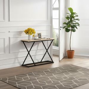Glimmer console table with natural finish and black metal 100x30x80cm