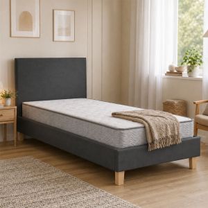 Легло с матрак Nevil-Perfecto плат антрацит-естествен нюанс крак 90x190см
