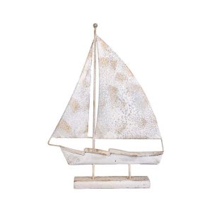 Metal decorative ship FL0131 antique silver color 31X6X44CM