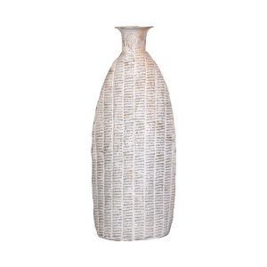 Метална декоративна ваза FL0473 цвят антично сребърно 21X18X53СМ