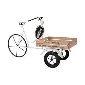 Metal decorative retro tricycle Grocery white-black color 151X56X89CM