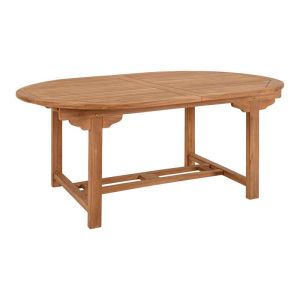 Oval extendable garden table Oakley solid teak, natural color 180-240X120X75CM