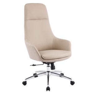 Офис стол Bekker HM18359.02 бежова изкуствена кожа - хромирана основа 67X67X126ВСМ.