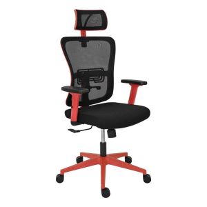 Офис стол FL9088 черен плат червена рамка 60X60X119-129K