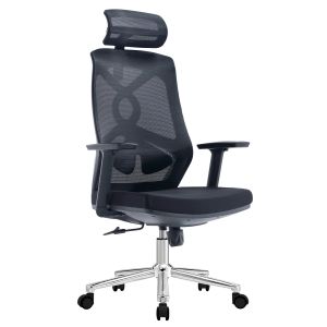 Офис стол Flexora HM1213.01 черен мрежестен плат - хромирана основа 60X63X125ВСМ.