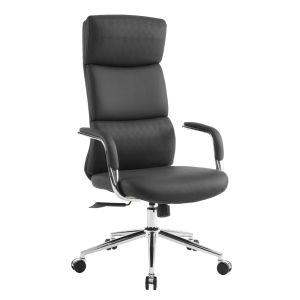 Офис стол Meite HM18353.01 черна изкуствена кожа - хромирана основа 66X71X127ВСМ.