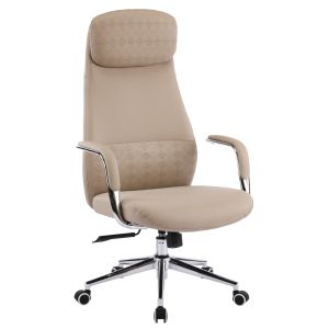 Офис стол Sonty HM18354.02 бежова изкуствена кожа - хромирана основа 64X68X125ВСМ.